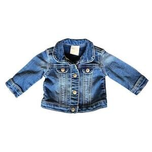 First Impressions VTG Baby Denim Blue Jean Jacket snap closure sz 3-6M